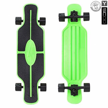 Скейтборд пластиковый Y-Scoo Longboard Shark Tir 31" 408-G с сумкой, черно-зеленый 